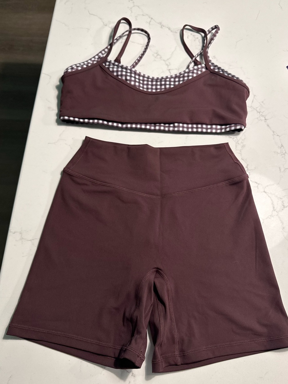 LIASON THE LABEL CHERRY CHOCOLATE Sports Bra & Bike Shorts Set